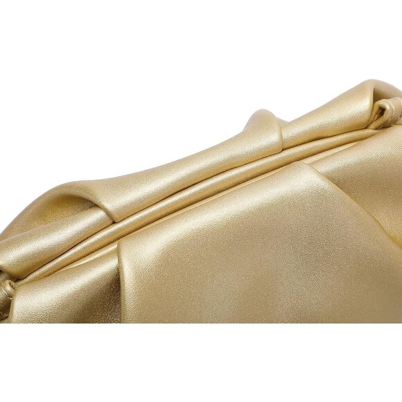 🆕Women's Gold PU Leather Soft Clutch Purse Formal Elegant Evening Bag Luxurious - Picture 4 of 9